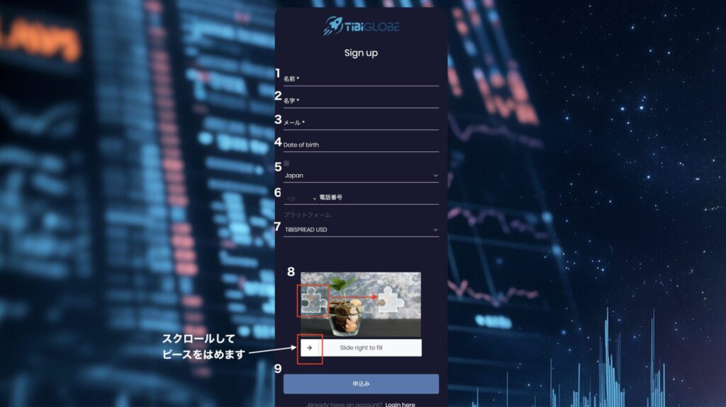 TiBiGLOBE 口座開設手順