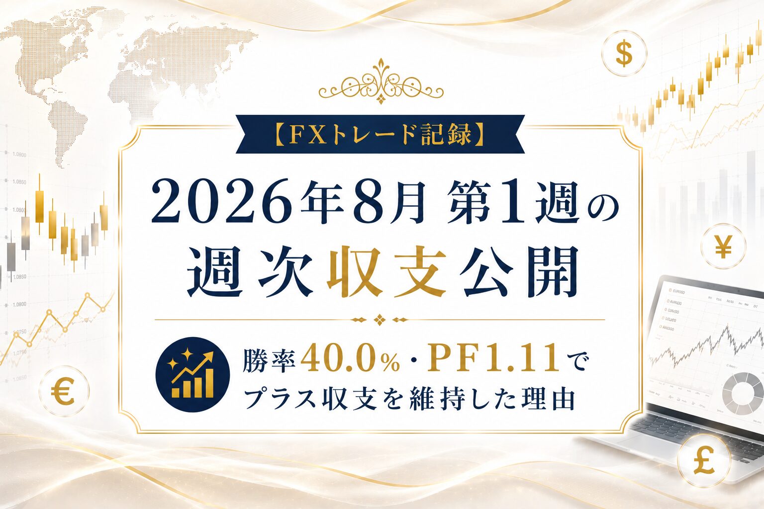 【FXトレード記録】2026年8月第1週の週次収支公開｜勝率40.0%・PF1.11でプラス収支を維持した理由