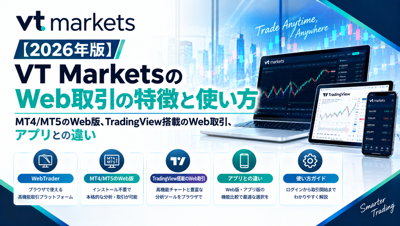 【2026年版】VT MarketsのWebTrader・Web取引の特徴と使い方｜MT4/MT5のWeb版、TradingView搭載のWeb取引、アプリとの違い